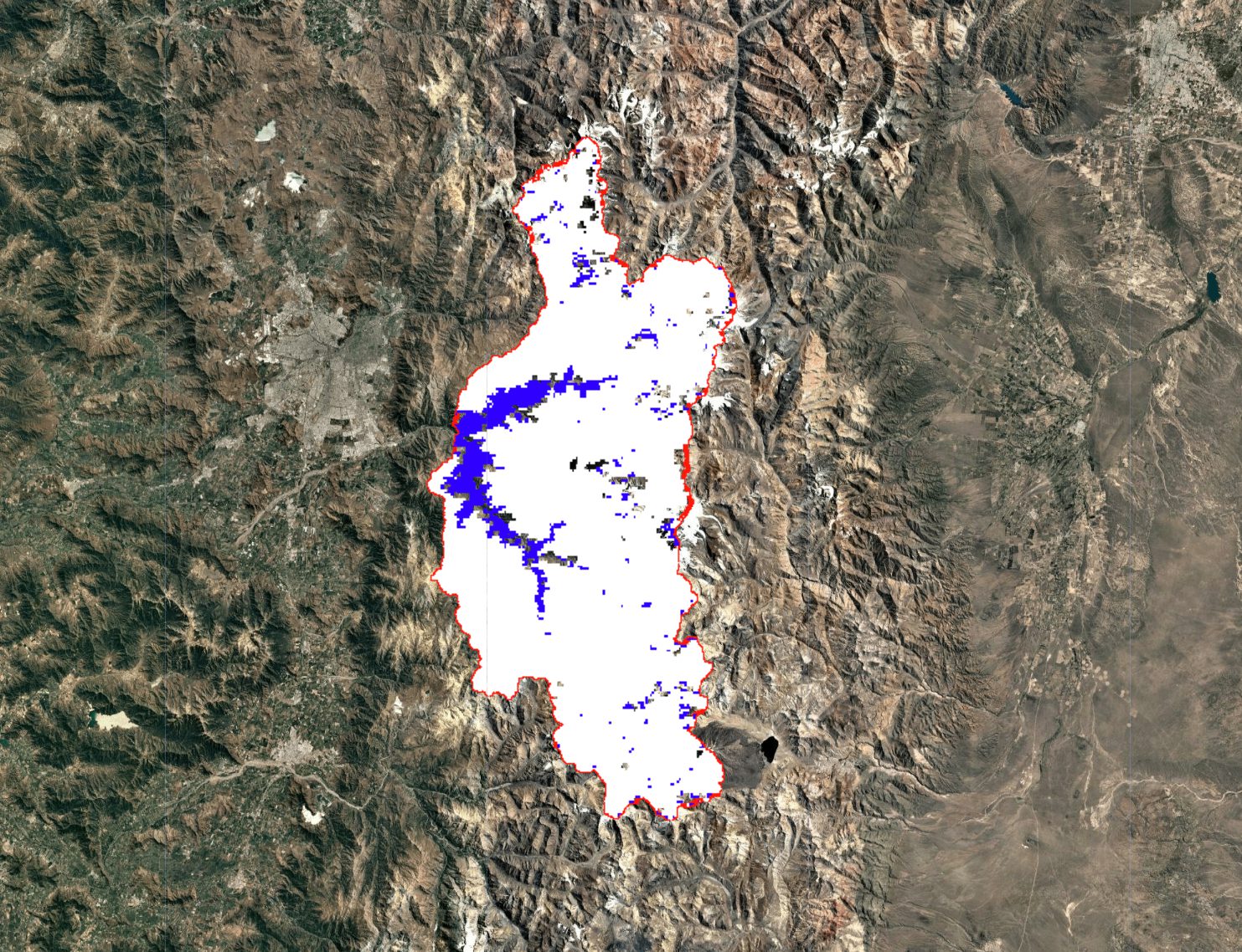 Snow CovApp: snow-covered area in a mountain region
